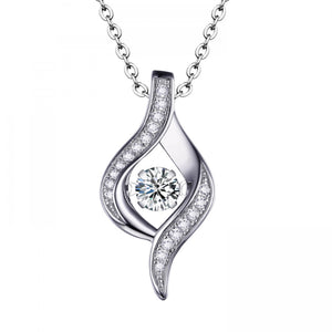 925 Silver Dancing CZ Stone Pendant Necklace-Engagement/Party/Birthday Gift