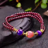 Natural Garnet Stone Bracelet Wine Red Beads