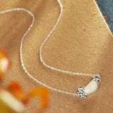 Hetian Jade Oval Pendant Plum S925 Sterling Silver Inlaid with Clavicle Chain
