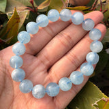 Aquamarine Bracelet Natural Round Beads Crystal Healing Stone Gift