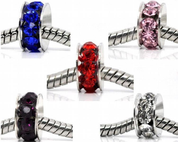50 Pcs Mixed Rhinestone Rondelle Christmas Bead 11mm