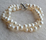 Real Pearl Bracelet Freshwater Pearl Bracelet 2 Row 8 Inches