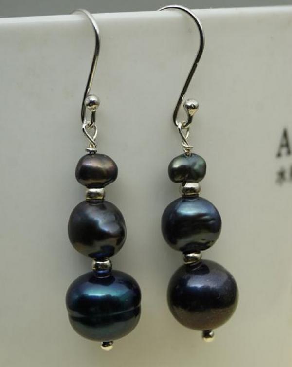 Labradorite Pearl Earrings S925 Sterling Silver Dangle Jewelry
