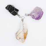 Natural Stone Raw Ore Fluorite Pendant 3Pcs/Lot