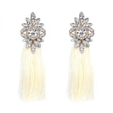 Big Flower Beads Tassel Fringes Drop Earrings Wedding Jewelry