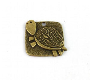 100PCS Antique Bronze Turtle Square Charm