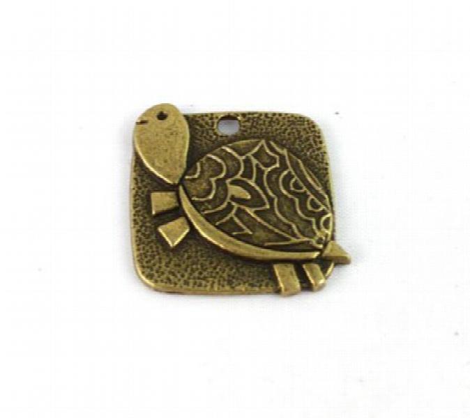 100PCS Antique Bronze Turtle Square Charm