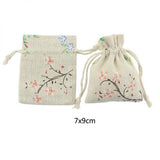 10pcs Flower Branch Pattern Cotton Sacks Gift Bags