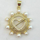 10pcs/lot CZ Heart Charm Heart Pearl Pendant Jewelry Plated Hand Pendant
