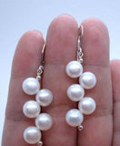 AA 7-8MM Freshwater Pearl Earrings S925 Sterling Silver Women Jewelry