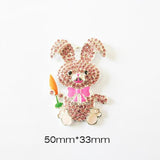 Bunny Hold Carrot Rhinestone Pendants Lot of 10 for Easter Jewelry