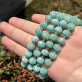 Faceted Amazonite Column Shape Loose Beads for DIY Jewelry 7.5''