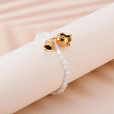 French Sweet Pearl Bracelet with Flower Charm Bangle for Women