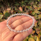Clear Rock Quartz Bracelet 128 Facets Round Beads Crystal Healing Stone