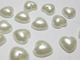 100pcs 12mm Ivory Heart Half Pearl Bead Flat Back Scrapbook Craft