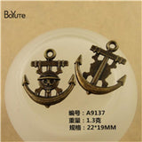 BoYuTe 22*18MM Antique Bronze Pirates Rudder Anchor Charm Pendant
