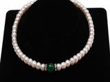 Real Freshwater Cultured Pearl Necklace with Natural Jade Choker