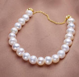 14K Pink Pearl Bracelet 8-9mm Real Natural Freshwater South Sea Near Circle