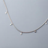 S925 Sterling Silver Star Pendant Double Chain Necklace Women Jewelry