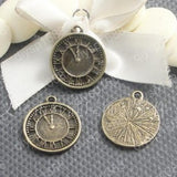 100 pcs Clock Shape Charms Pendants Antique Bronze Plated Jewelry Findings