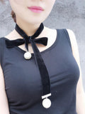 Minimalist Necklace Exaggerated Pearl Velvet Belt Long Sweater Chain