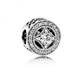 925 Silver Star with Clear CZ Clover Bead for Charm Bracelets