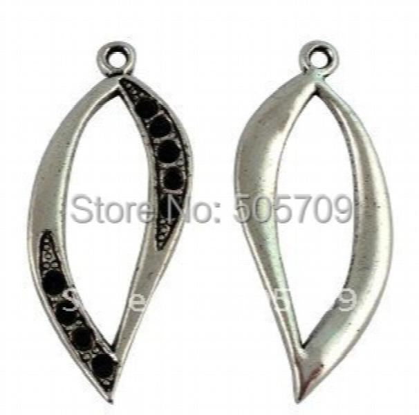 80Pcs Tibetan Silver Slender Leaf Charms