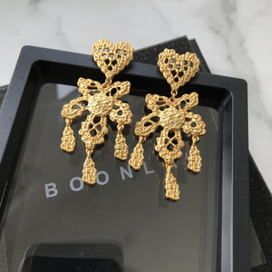 Vintage Heart Ear Clips Exaggerated Butterfly Tassel Gothic Jewelry