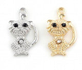 20PCS 17x30mm Cat Pendant Hang Charms Gold Silver DIY Floating Locket