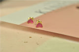 925 Silver Ruby Ear Stud Earring Red Gem Stone Cuff Earring