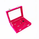 Velvet Display Case Box Earring Ring Organizer Jewelry Tray