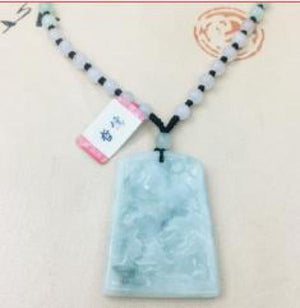 Burmese Emerald Jade Carving Mountain Water Pendant Necklace