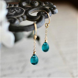 Sapphire Drop Earrings with Silver Inlay - Light Ladies Jewelry