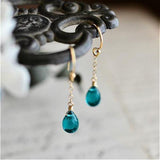 Sapphire Drop Earrings with Silver Inlay - Light Ladies Jewelry