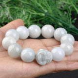 Natural Burmese Jadeite Light Green Buddha Bracelet