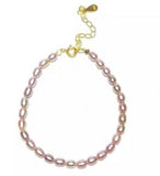 Real Pearl Freshwater Bracelet 925 Silver Clasp Girl Gift Jewelry