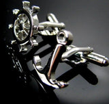 iGame Rudder & Anchor Cuff Links Silver Brass Material