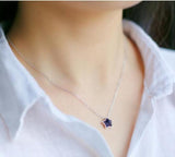 925 Silver Sandstone Star Necklace Pendant Women Lady Jewelry