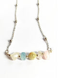 Summer Pisces Zodiac Necklace Stainless Steel Natural Stones Gift