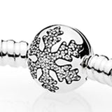 925 Sterling Silver Crystal Snowflake Flower Clasp Charm