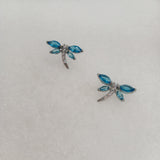Dragonfly Earring with Glass and Rhodium Plating