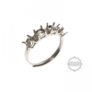 4MM Rose Silver Round CZ Stones Prong Setting 925 Sterling Silver Ring Setting