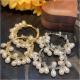 Pearl Wrap Drop Hoop Zircon Earrings