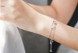 Crystal Star Bead 925 Silver Charm Bracelet Bangle for Women Wedding Party