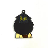 5pcs Afro Woman Girl Charm Enamel Pendant for DIY Jewelry Making