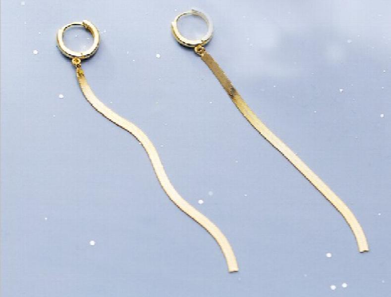 MloveAcc 925 Silver Tassel Earrings, Snake Chain Hoops