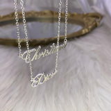 Double Name Pendant Necklace Personalized 18K Plated Choker Necklace