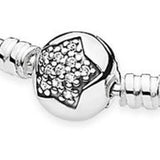 925 Sterling Silver Crystal Snowflake Flower Clasp Charm