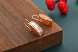 Aomigc Long 585 Rose Hollow Glossy Earrings Women Fine Carved