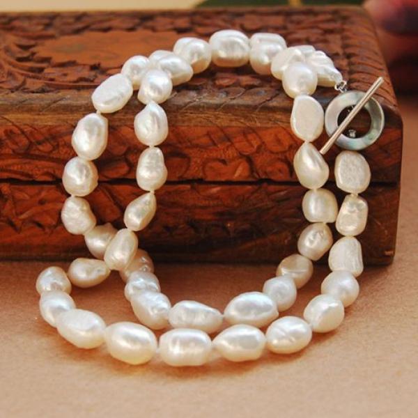 Baroque Pearl Necklace Toggle Clasp Wedding Jewelry